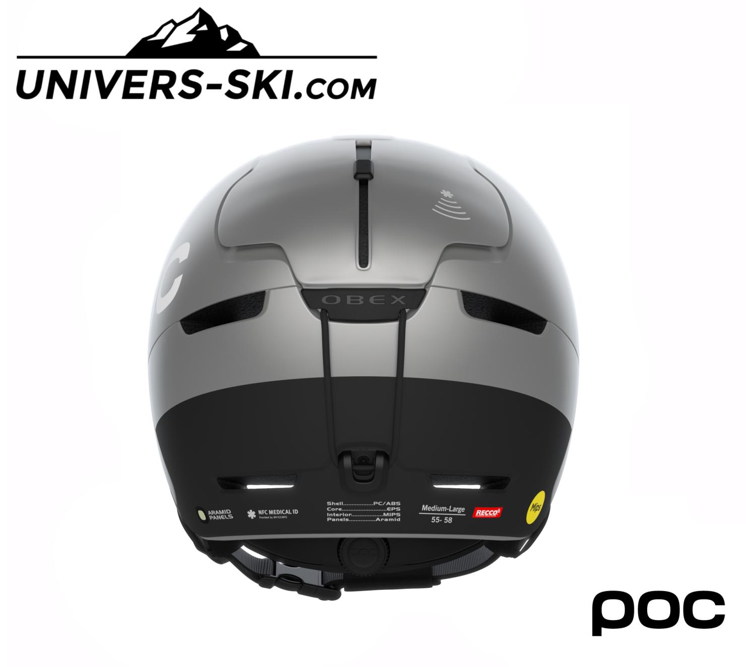 Casque de ski POC Obex BC Mips Argentite Silver Matt 2026