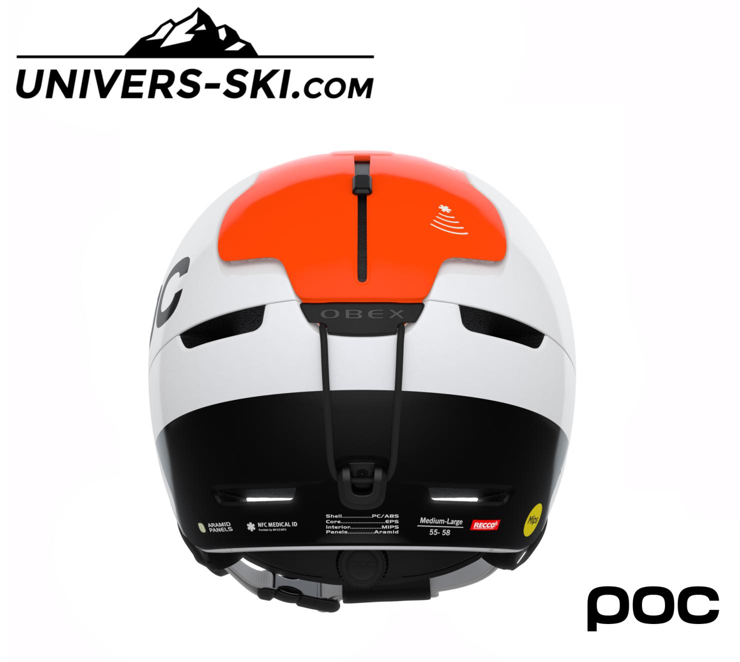 Casque de ski POC Obex BC Mips Hydrogen White Fluorescent Orange 2026
