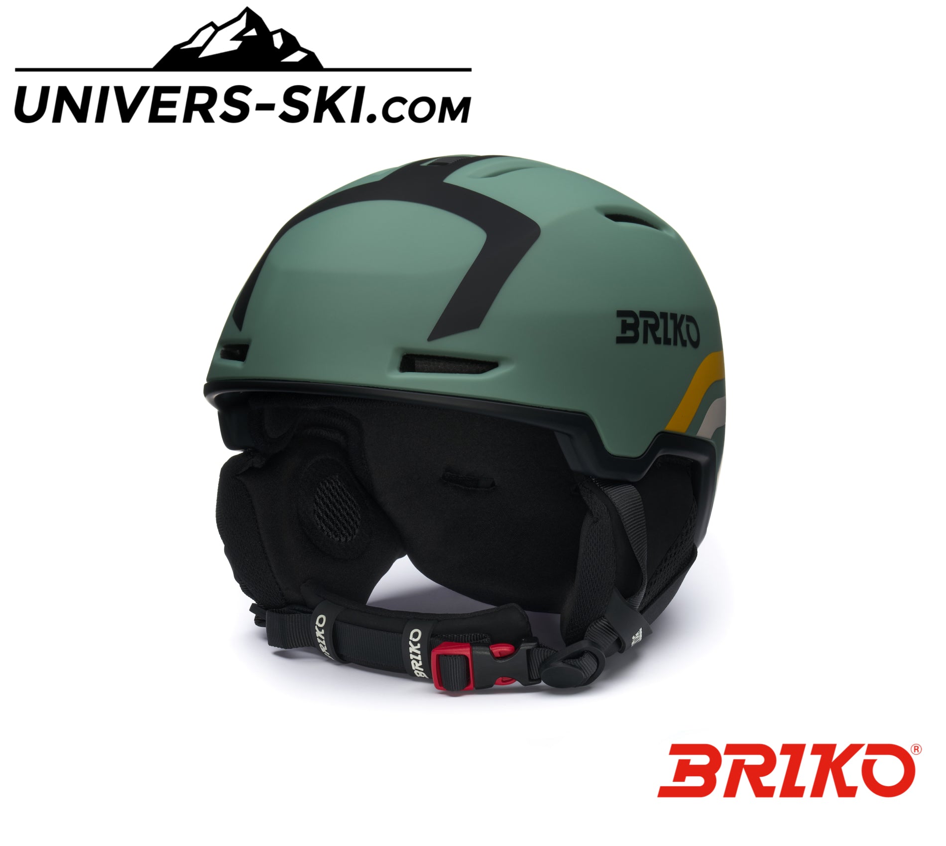 Casque de ski BRIKO Aran Matt Viridian Green Black Tangerine Yellow Soft Amber 2026