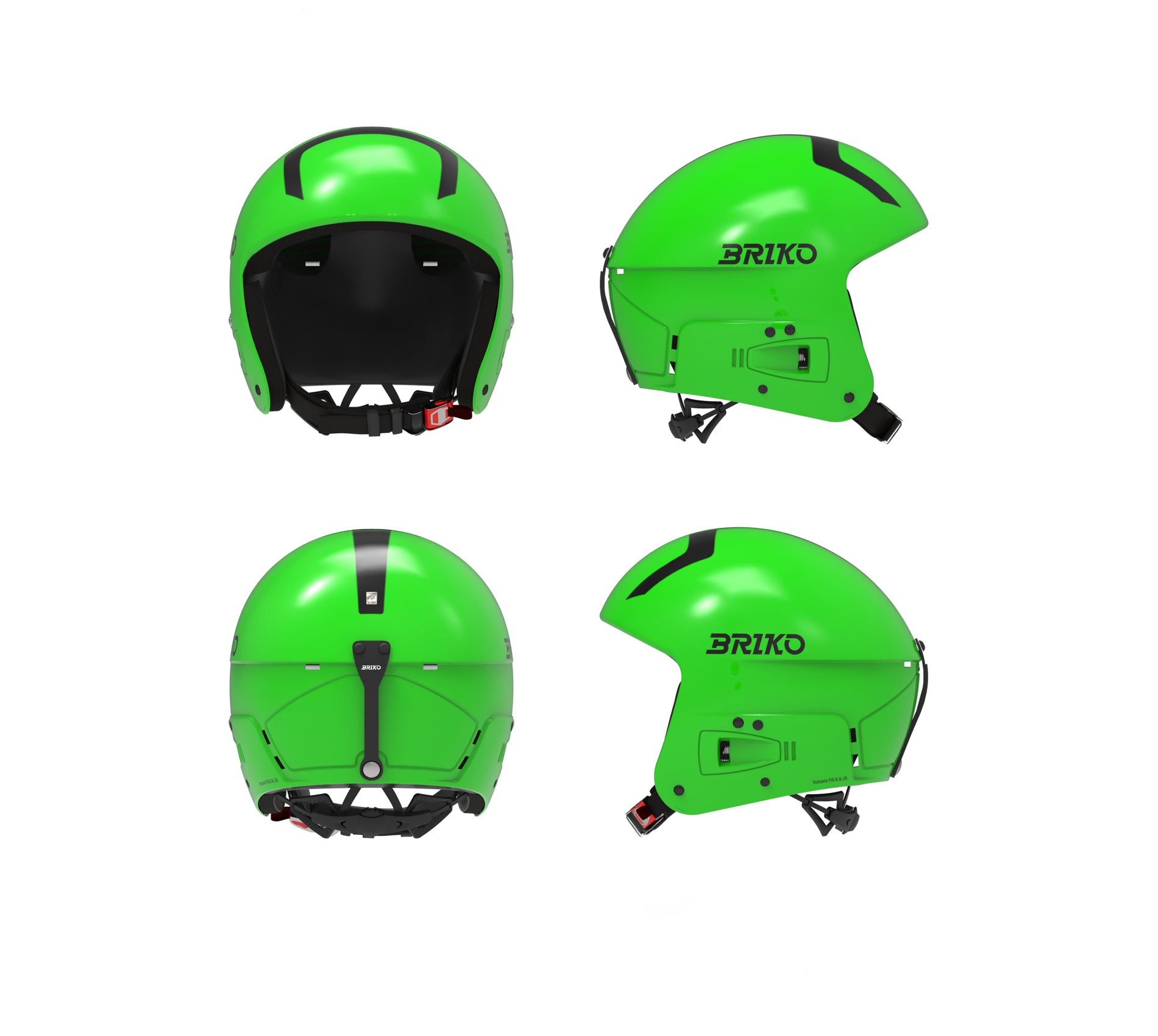 Casque de ski Junior BRIKO Vulcano FIS 6.8 Junior Shiny Neon Green Black 2026