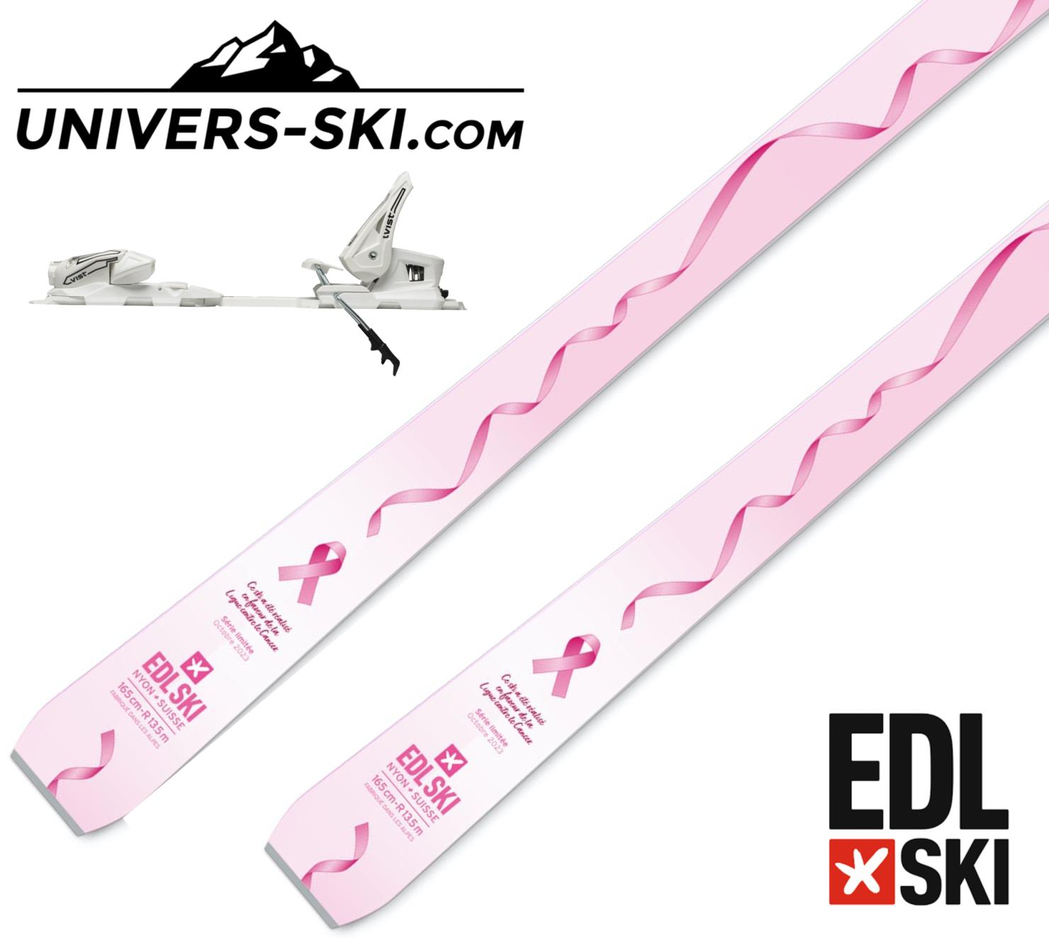 Ski EDL SKI Octobre Rose Femme 2023 + fixation Vist