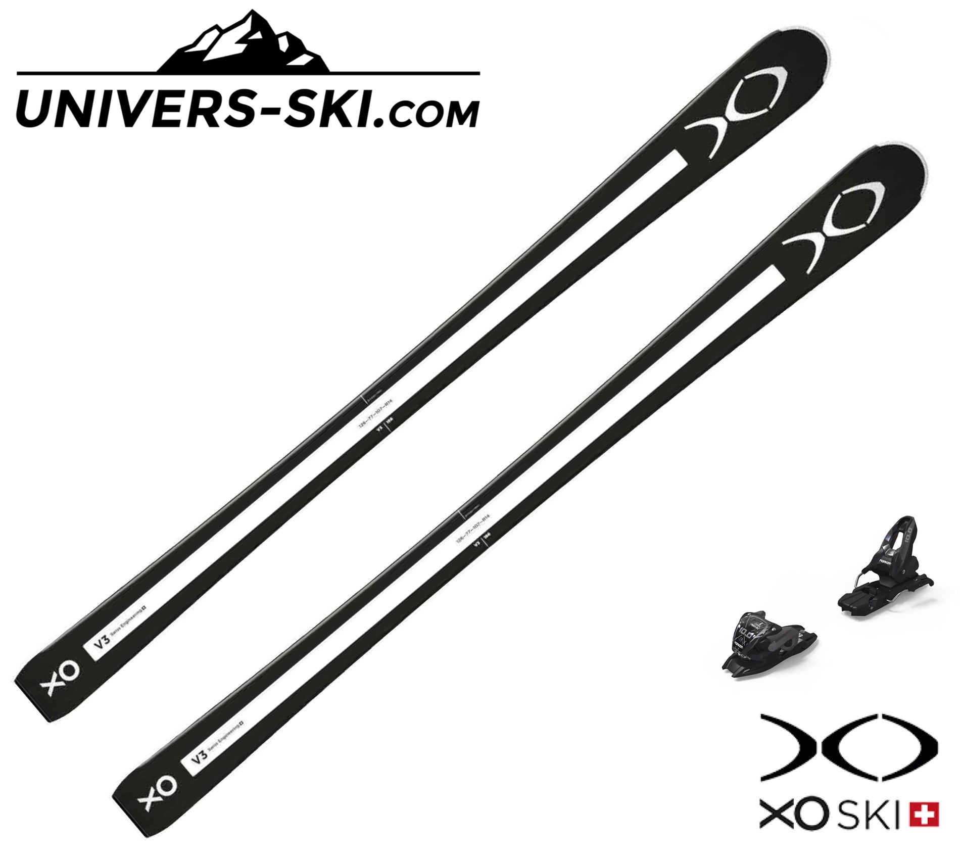 Ski Exonde XO V3 Noir/Blanc 2026 + fixations VMotion 10