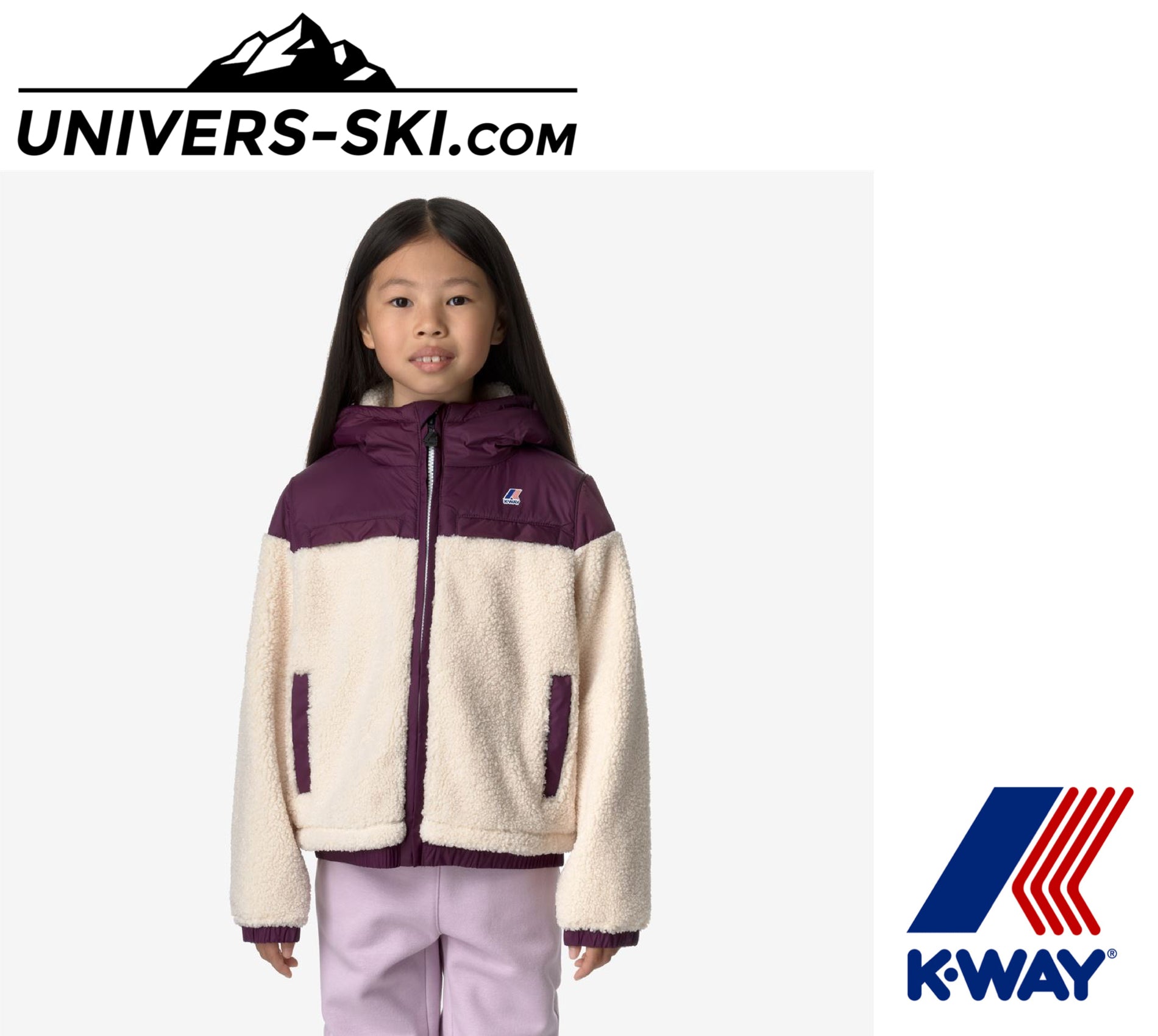 Veste K-Way Jildaz Orsetto Kids Ecru Violet Dark Purple 2026