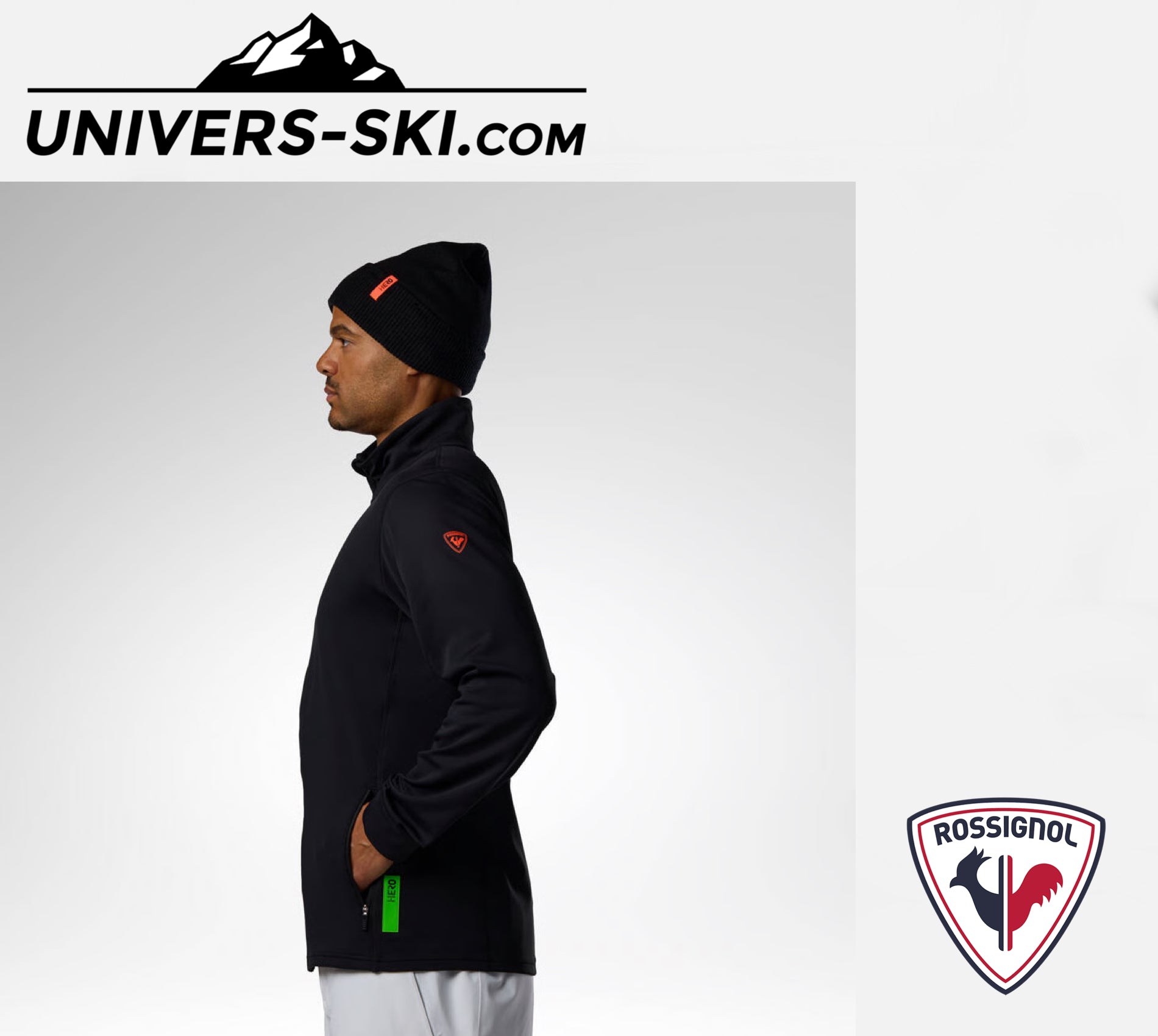 Veste ROSSIGNOL Homme M Hero Stretch Fleece JKT Black 2027