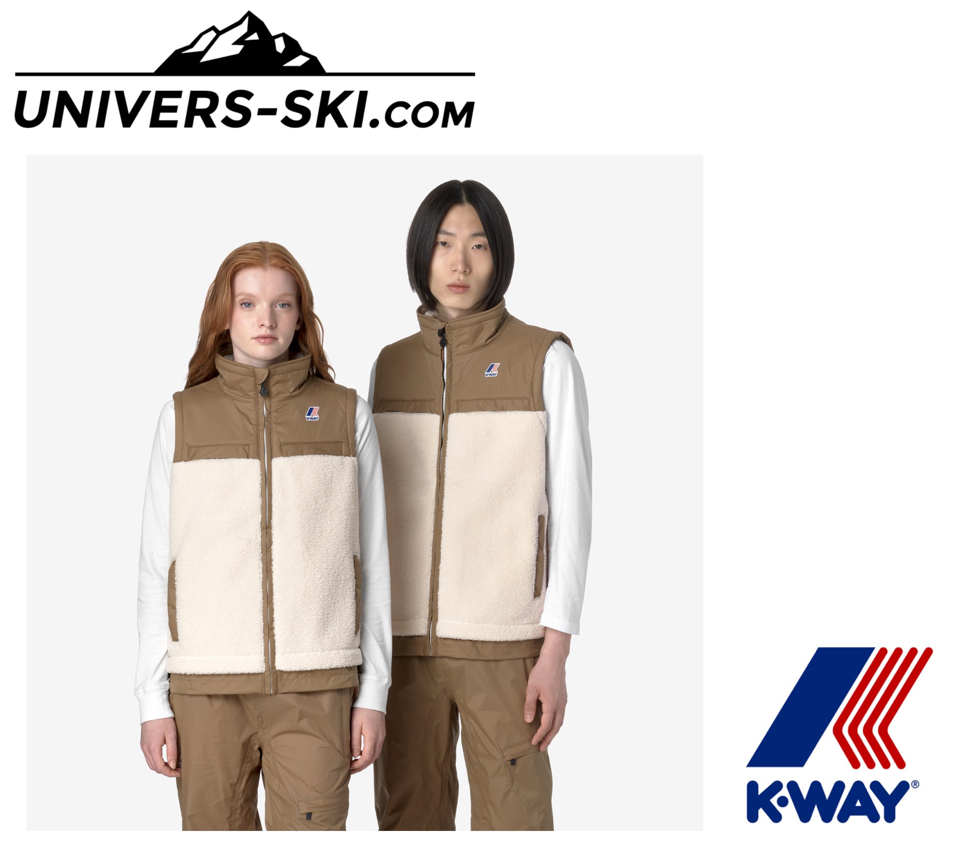 Veste sans manche K-Way Le Vrai 3.0 Jile Orsetto Ecru Brown Corda 2026